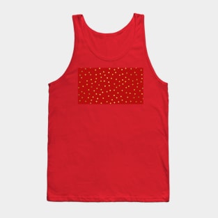 Red and gold polka dot pattern. Minimalist Christmas gold pattern. Calm falling snowflakes pattern in minimalistic style. Tank Top